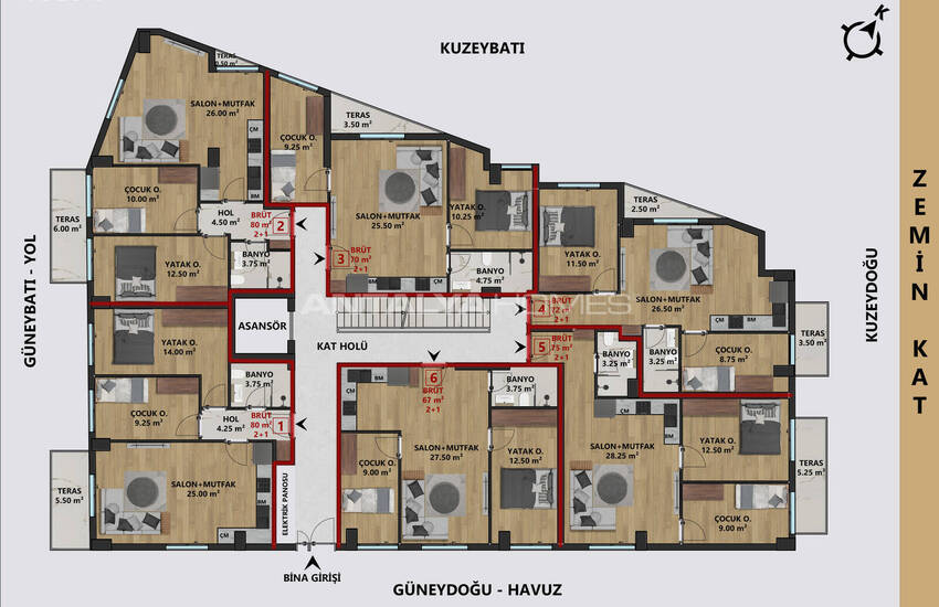 Antalya Muratpaşa'da Denize ve Olanaklara Yakın Daireler 7