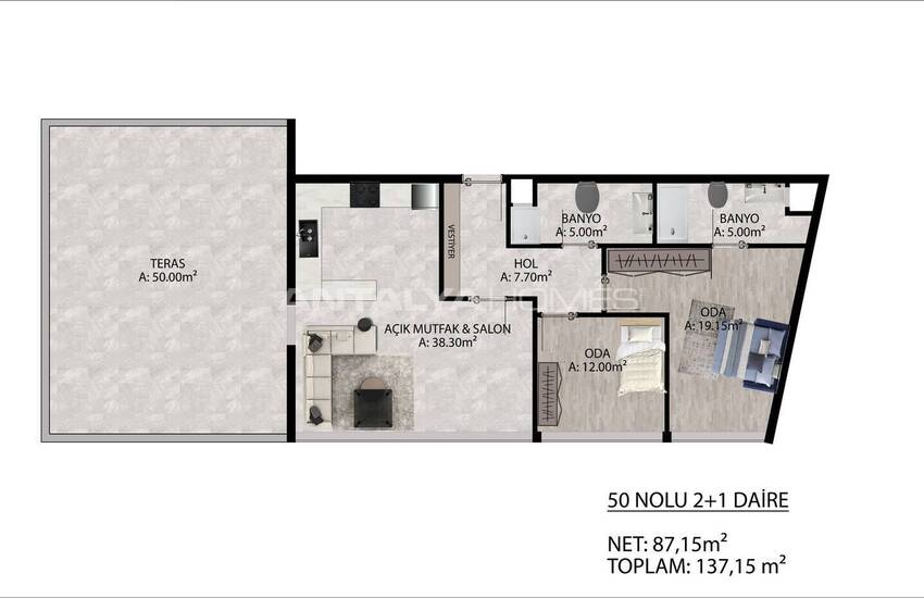Antalya Lara Plajı'na 3 Km Mesafede Şık Daireler 31