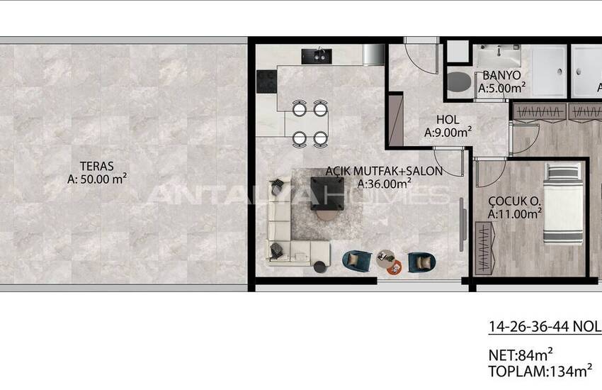 شقق على بُعد 3 كيلومترات من شاطئ لارا، أنطاليا 33