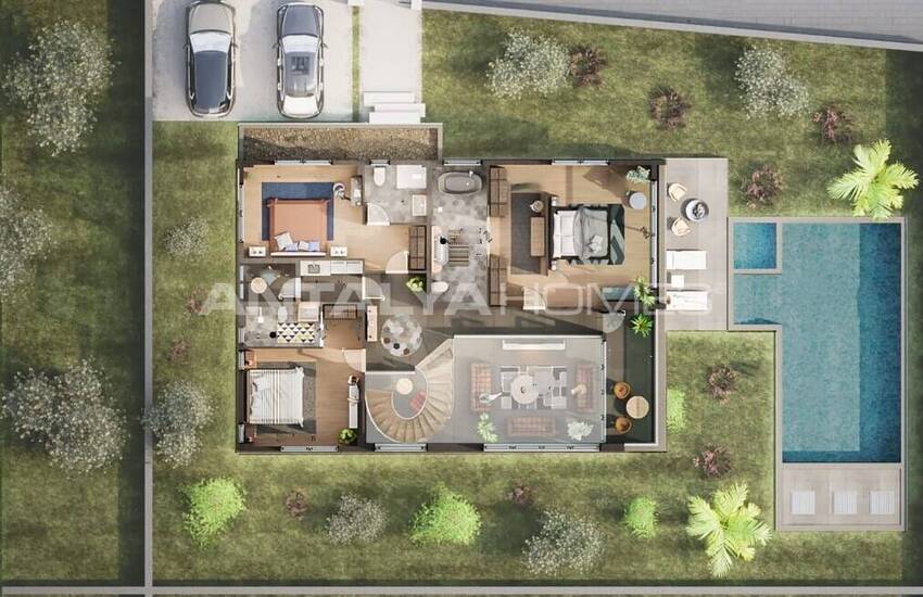 Detached House with Forest Views in Antalya Kepez 56