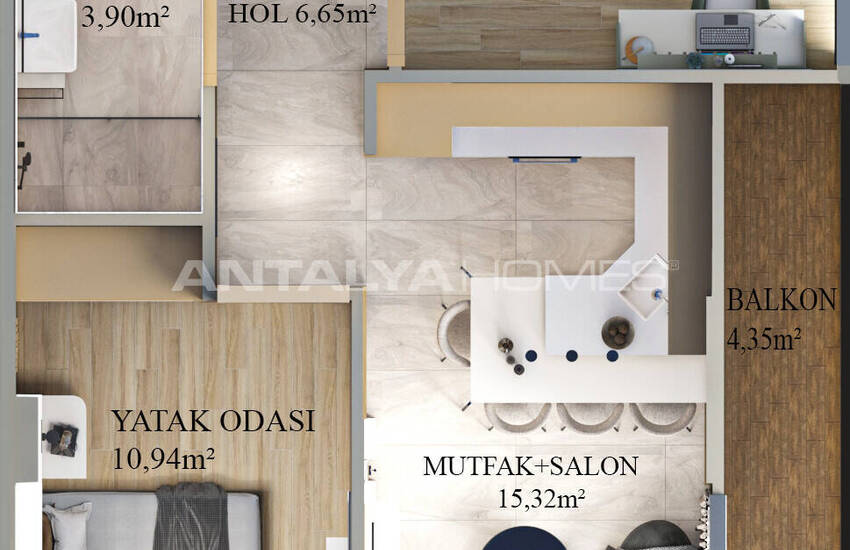 Antalya Muratpaşa'da Olanaklara Yakın Havuzlu Sitede Şık Daireler 21