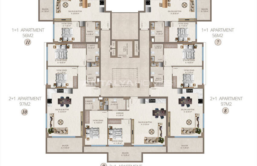 Apartments Within Walking Distance of the Sea in Alanya Kestel 33