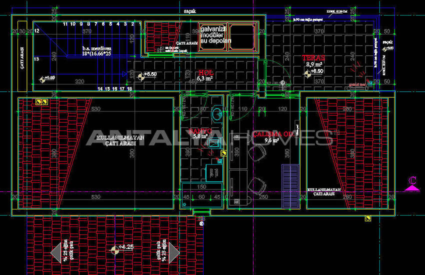 Отдельно стоящий дом с каменной облицовкой в Белеке, Анталья 50