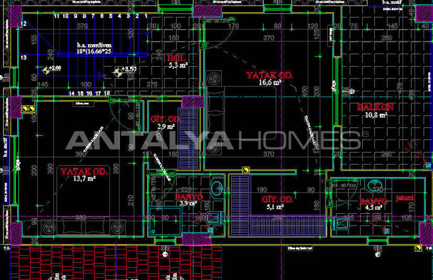 Отдельно стоящий дом с каменной облицовкой в Белеке, Анталья 49