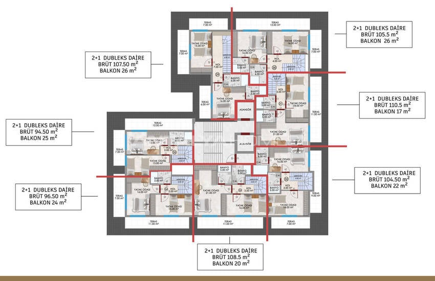 Alanya'da Havuzu ve Spor Salonu Bulunan Sitede Dubleks Daireler 13