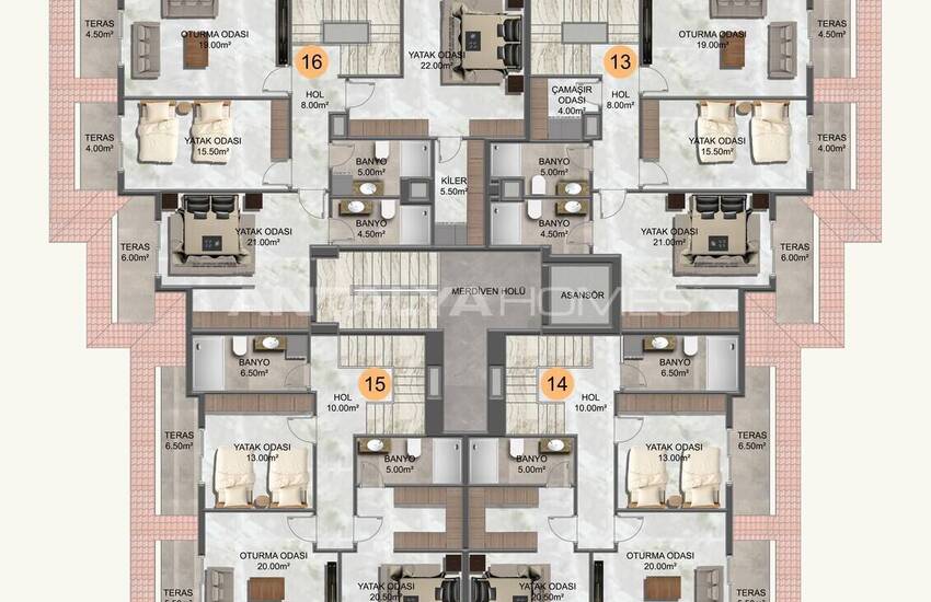 آپارتمان‌های شیک در فاصله ۷۰۰ متری از دریا در آلانیا 17
