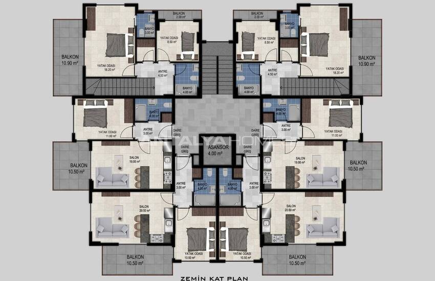 Меблированная квартира в комплексе в 500 м от моря в Алании 34