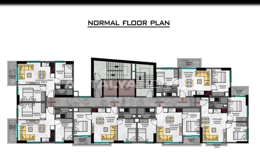 Квартиры в комплексе в 500 м от моря в Алании Махмутлар 26
