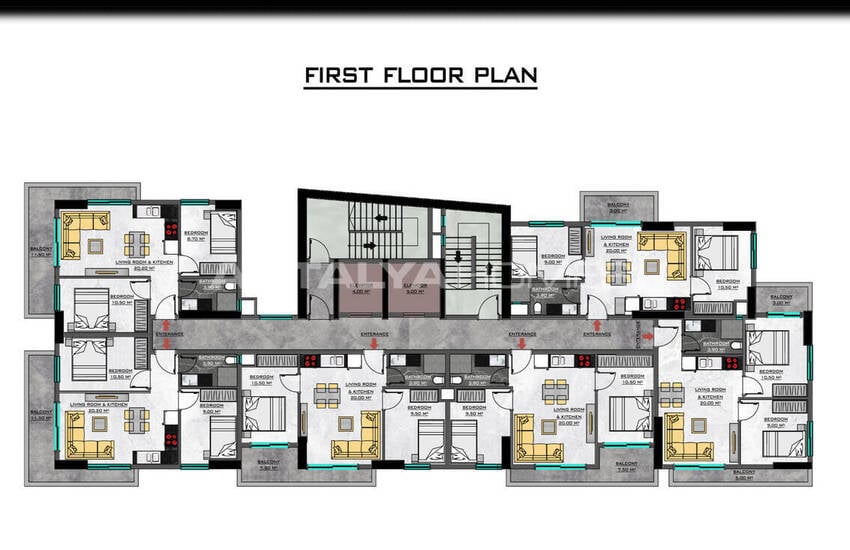 Квартиры в комплексе в 500 м от моря в Алании Махмутлар 25