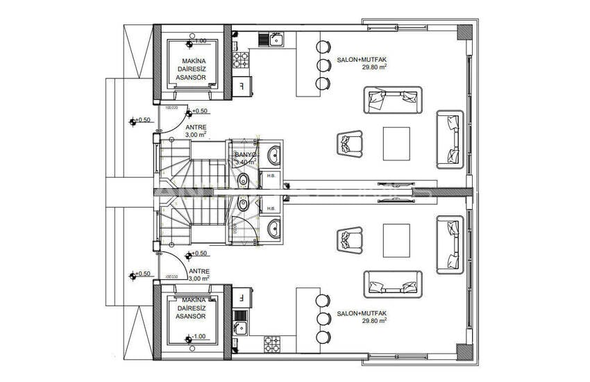4-bedroom Triplex House with Pool and Garden in Belek 32