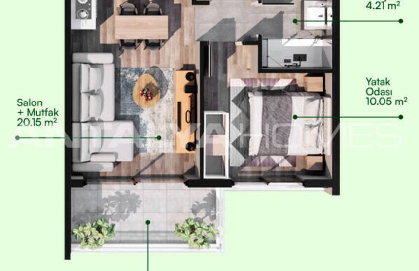 1-bedroom Investment Flats with Pool Access in Antalya Altıntaş 32