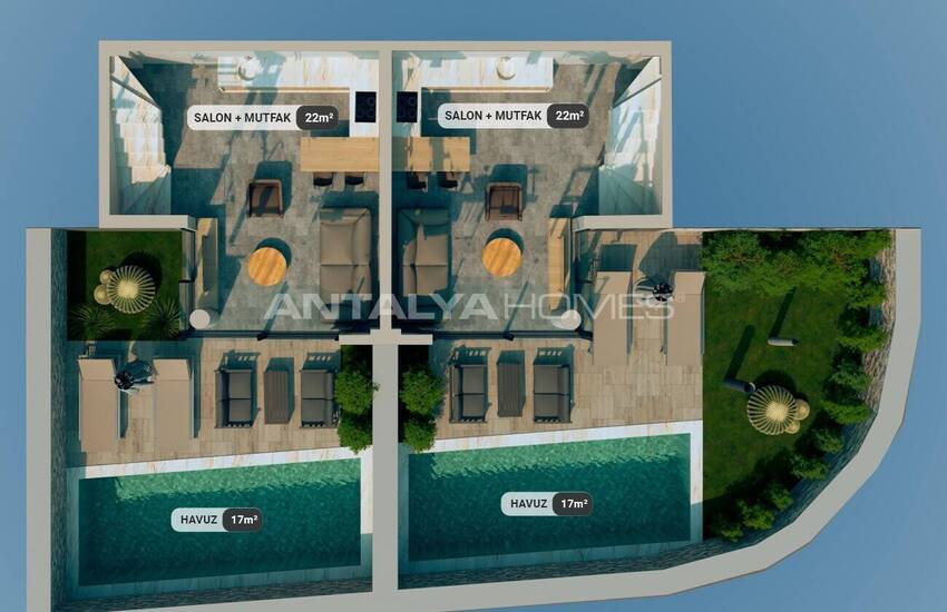 Дома в строящемся проекте с видом на море в Калкане, Анталия 42