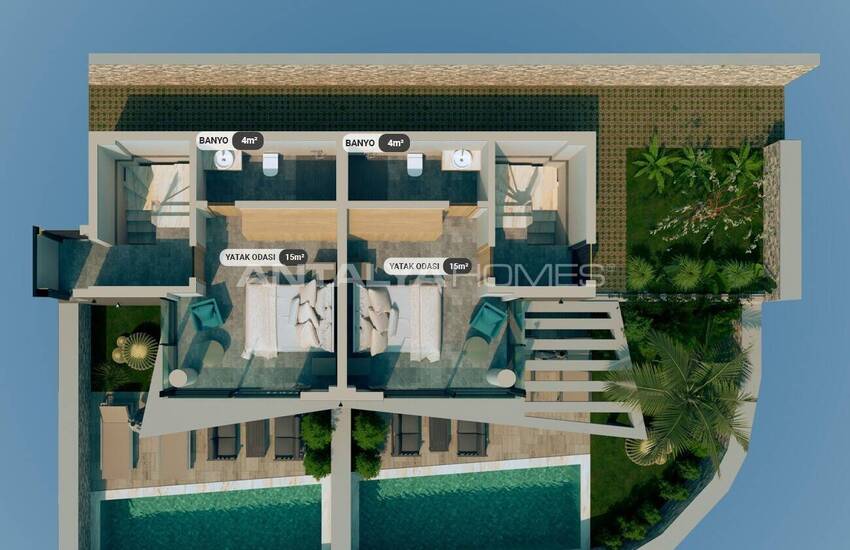 Дома в строящемся проекте с видом на море в Калкане, Анталия 43