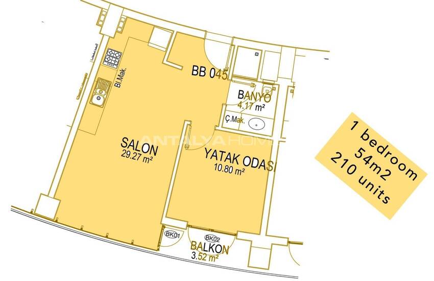 1-комнатная квартира с выходом на пляж в Кунду, Анталья 21