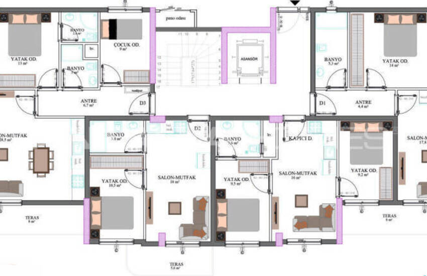1 and 2-bedroom Flats in a Complex with Pool in Antalya Lara 24