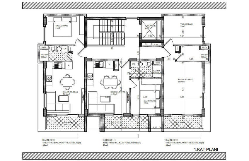 Квартиры с видом на море и общим бассейном в Алании, Кестель 11