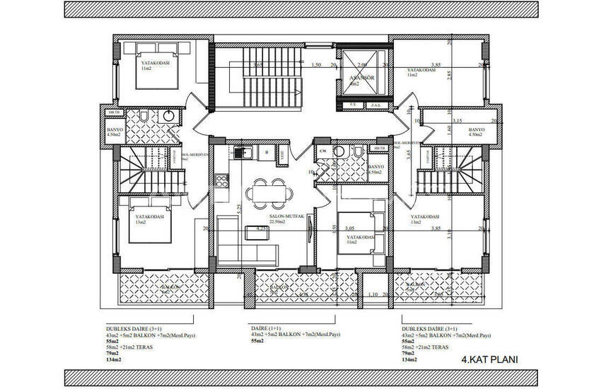 Квартиры с видом на море и общим бассейном в Алании, Кестель 13