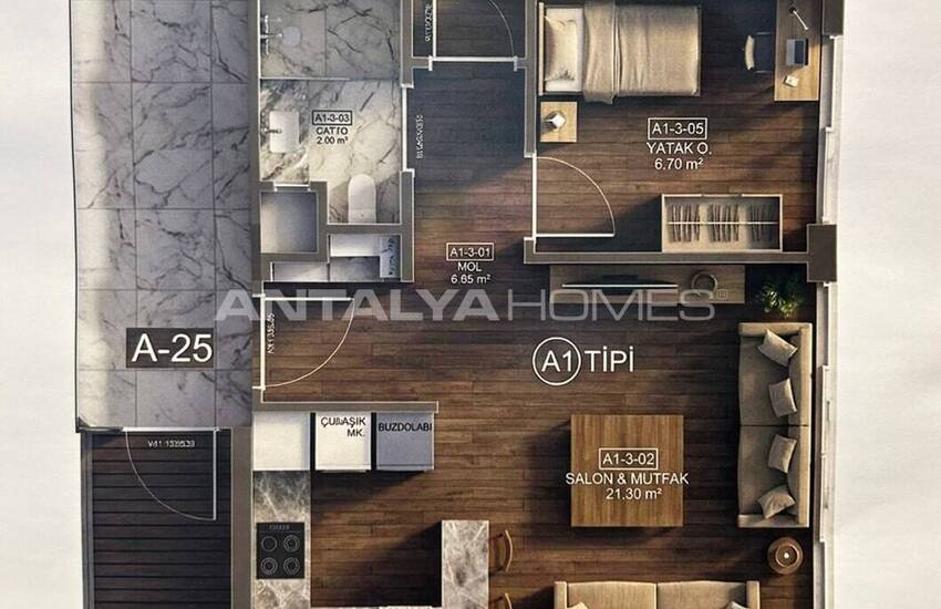 Elegant Apartments with Communal Pool in Antalya Altintas 14