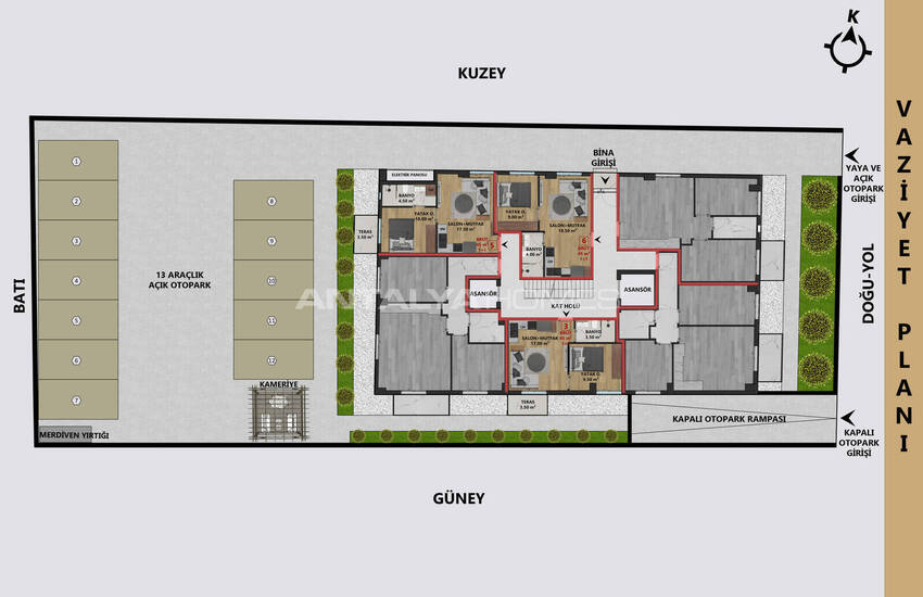Apartments with Indoor Parking in Antalya Muratpasa 15