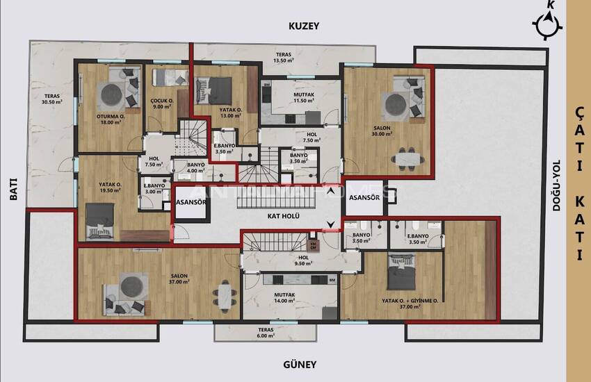 Antalya Muratpaşa'da Kapalı Otoparklı Sitede Şık Daireler 13