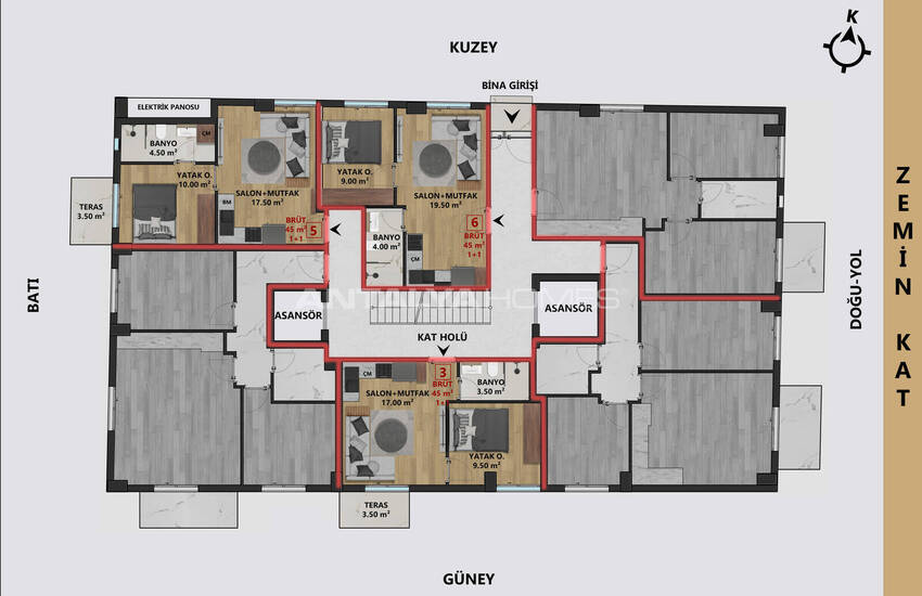 Antalya Muratpaşa'da Kapalı Otoparklı Sitede Şık Daireler 16