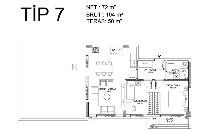Antalya Altıntaş'ta Ortak Havuzlu Geniş Daireler 16