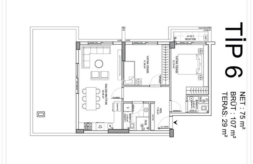 Antalya Altıntaş'ta Ortak Havuzlu Geniş Daireler 15