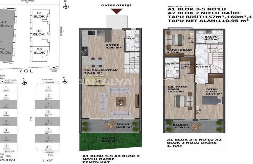Aksu’da Havuzlu ve Bahçeli Sitede Deniz Manzaralı Daireler 30