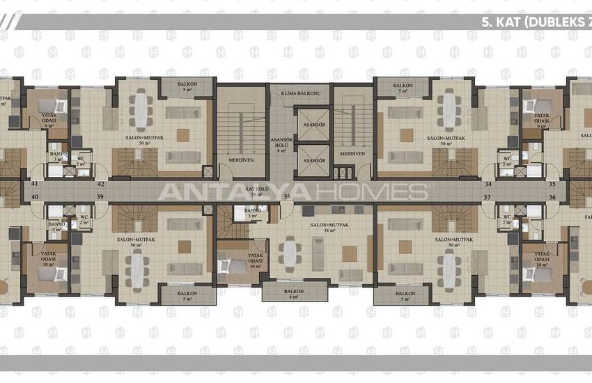 Квартиры с видом на горы в Анталии, Коньяалты, с бассейном и парковкой 17
