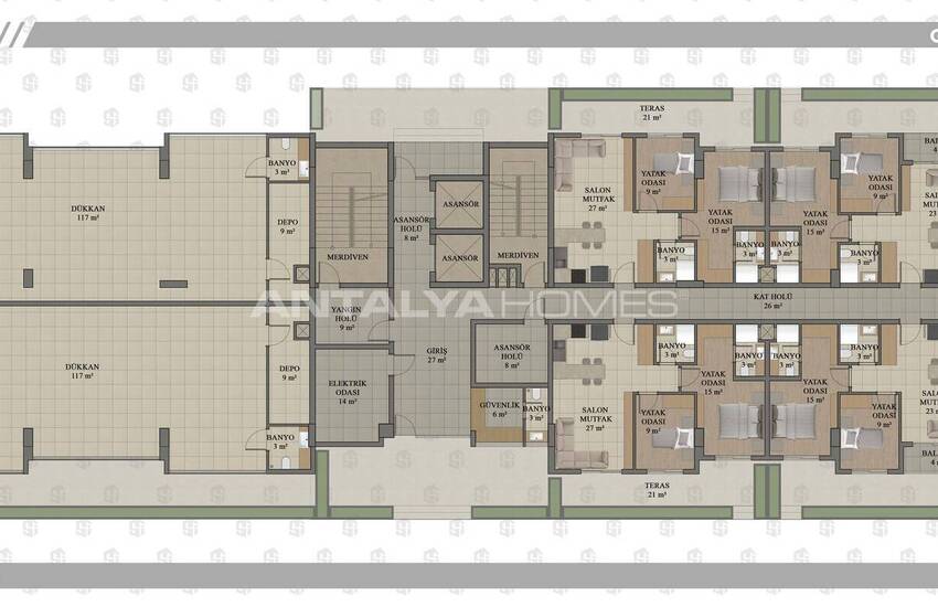 Квартиры с видом на горы в Анталии, Коньяалты, с бассейном и парковкой 20