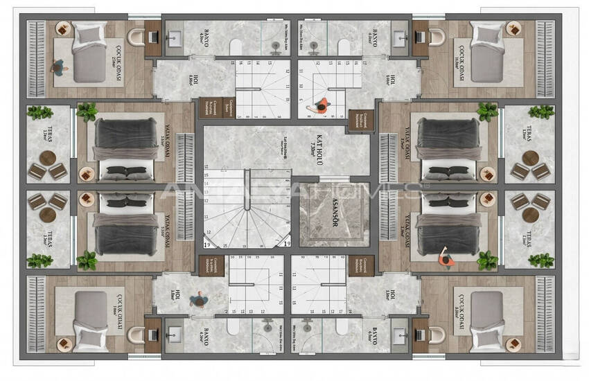 Apartments in a Single-block Project Near the Sea in Antalya Lara 12