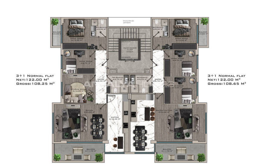 Flats with Unique Views and Social Facilities in Büyükhasbahçe 22