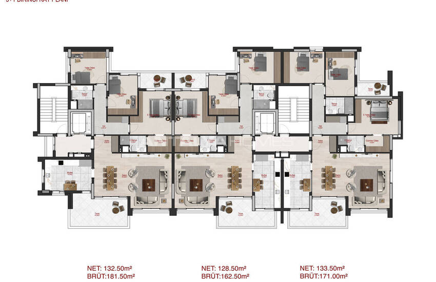 Flats in a Secure Complex with Pools in Antalya Uncalı 38