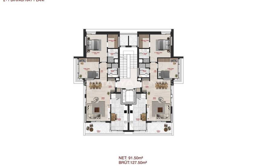 Flats in a Secure Complex with Pools in Antalya Uncalı 35