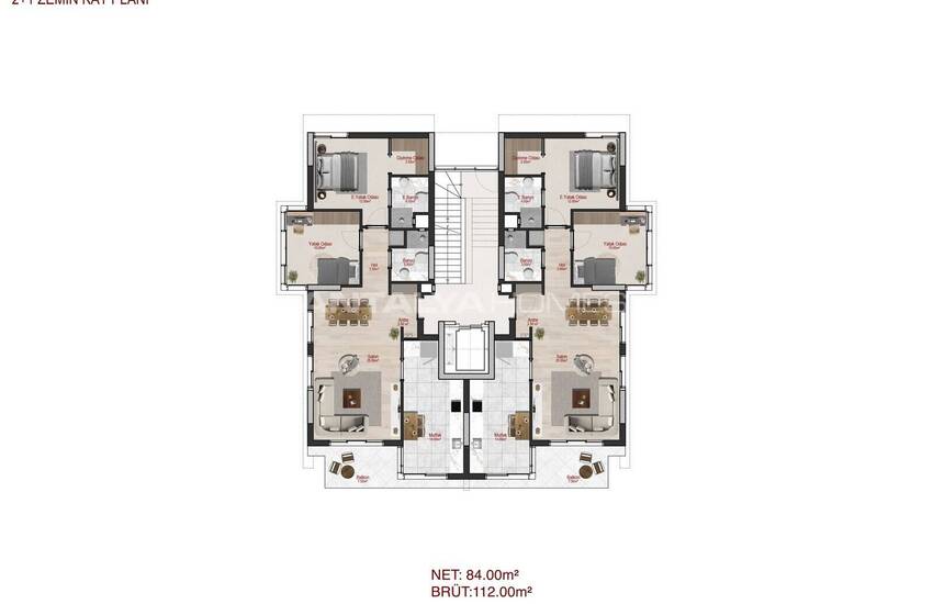 Flats in a Secure Complex with Pools in Antalya Uncalı 36
