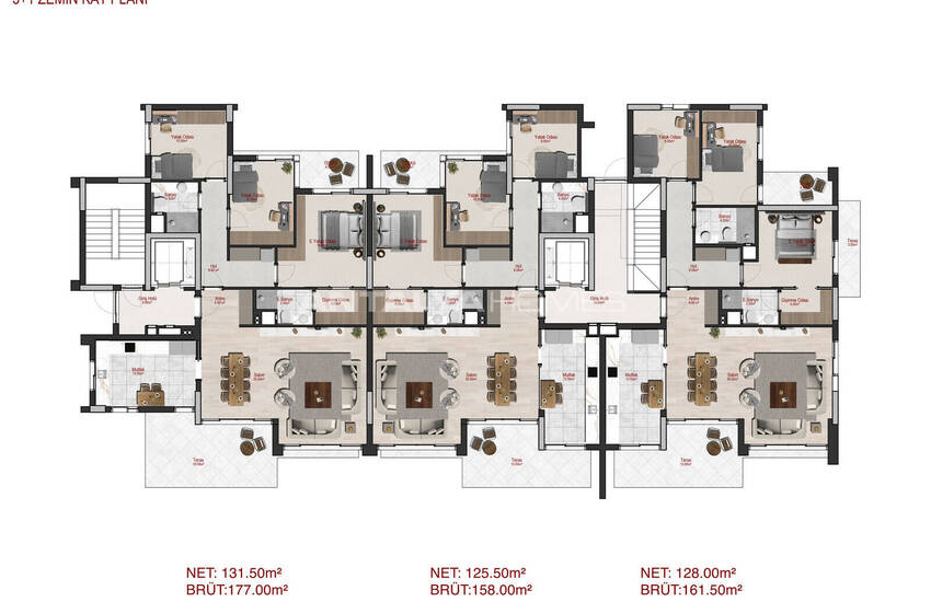 Flats in a Secure Complex with Pools in Antalya Uncalı 35