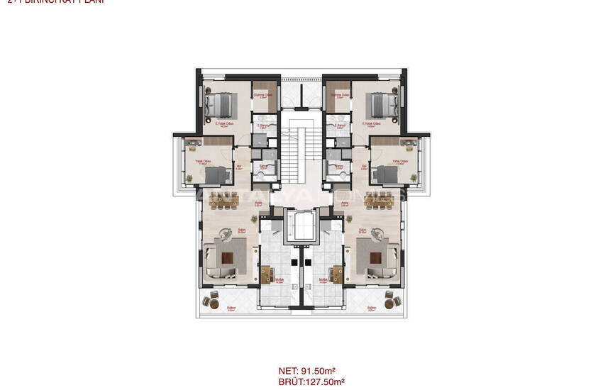 Flats in a Secure Complex with Pools in Antalya Uncalı 36