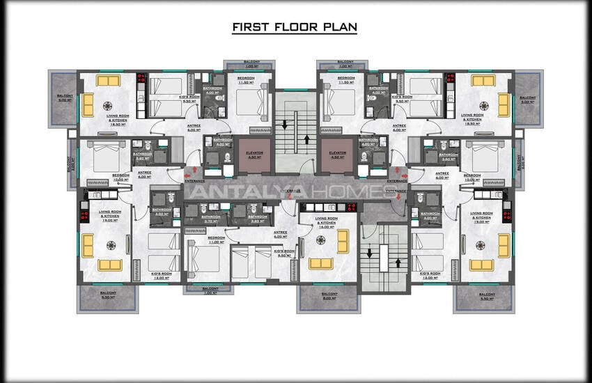 Sea View Flats in a Complex with Pool in Alanya Mahmutlar 22
