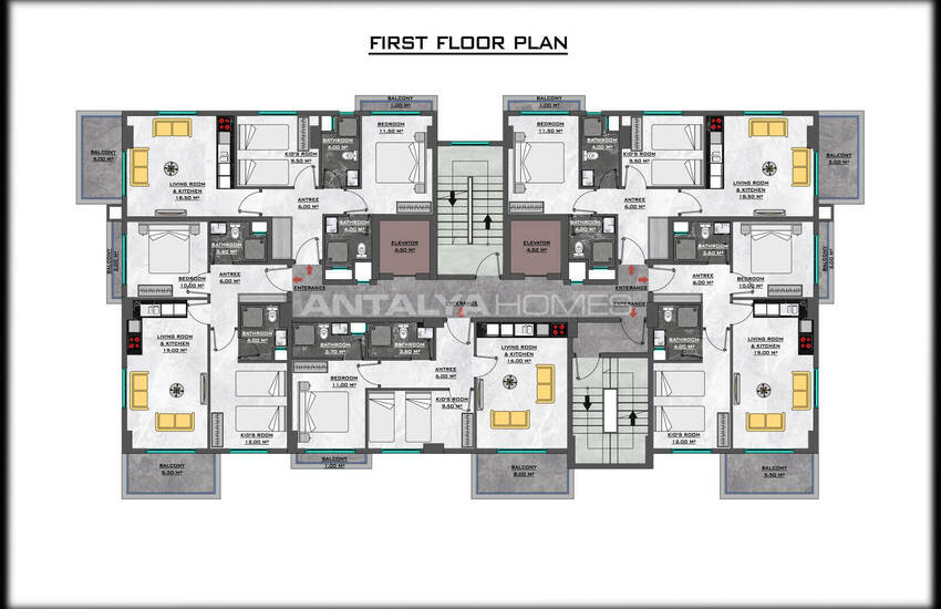 Sea View Flats in a Complex with Pool in Alanya Mahmutlar 22