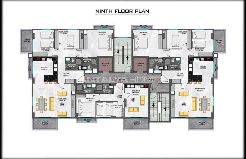 Sea View Flats in a Complex with Pool in Alanya Mahmutlar 23