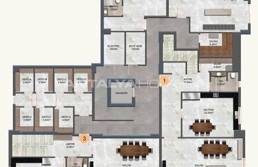 Sea View Flats in a Complex with Social Facilities in Kestel 20