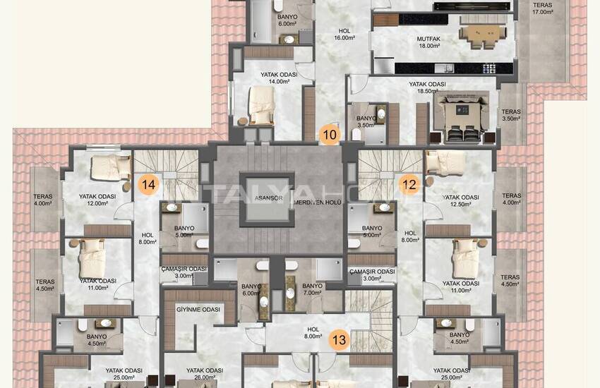 Sea View Flats in a Complex with Social Facilities in Kestel 21