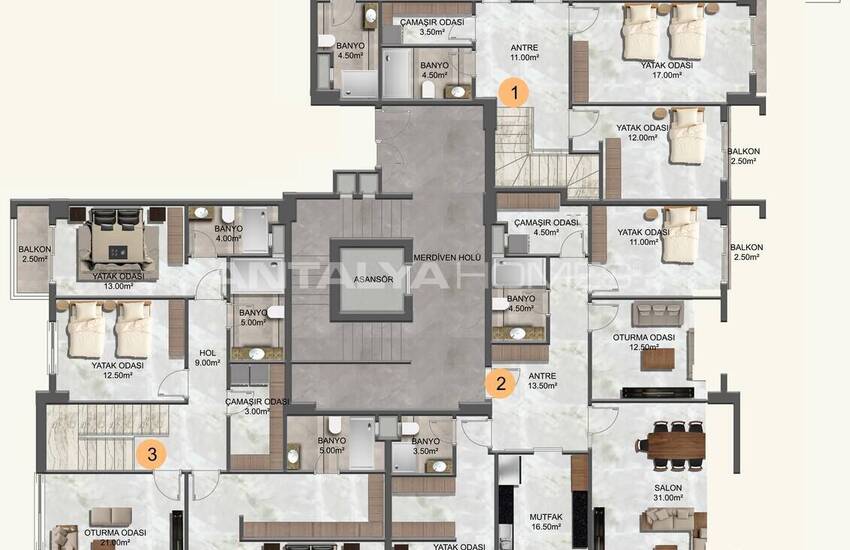 Sea View Flats in a Complex with Social Facilities in Kestel 22