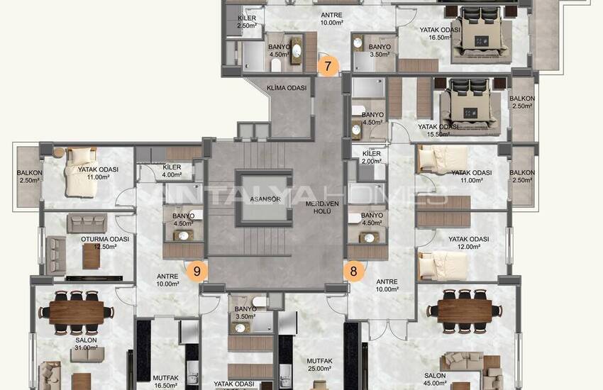 Sea View Flats in a Complex with Social Facilities in Kestel 18