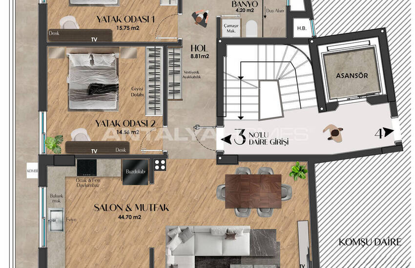 3- En 4-slaapkamerappartementen Aan Zee In Antalya Muratpaşa 20