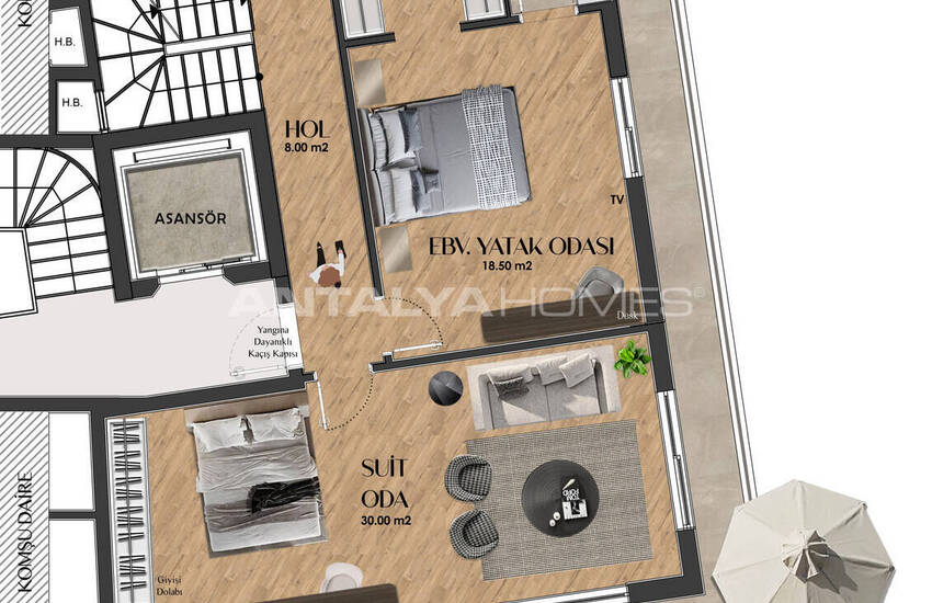 3- En 4-slaapkamerappartementen Aan Zee In Antalya Muratpaşa 22