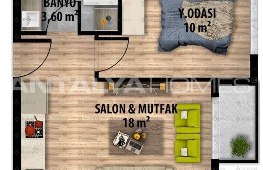 آپارتمان‌های سرمایه‌گذاری در یک مجتمع دارای استخر در کِپِز آنتالیا 9