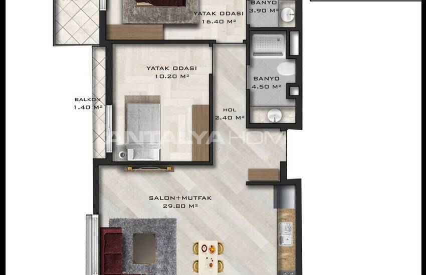 Apartments with a Communal Pool Near the Sea in Antalya Altintas 14