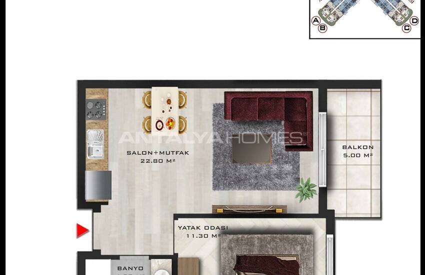 Apartments with a Communal Pool Near the Sea in Antalya Altintas 11