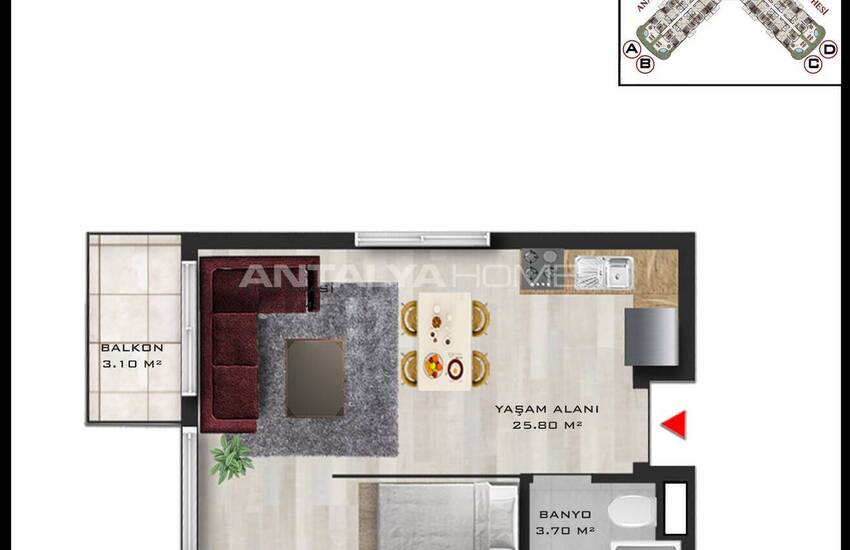 Apartments with a Communal Pool Near the Sea in Antalya Altintas 13